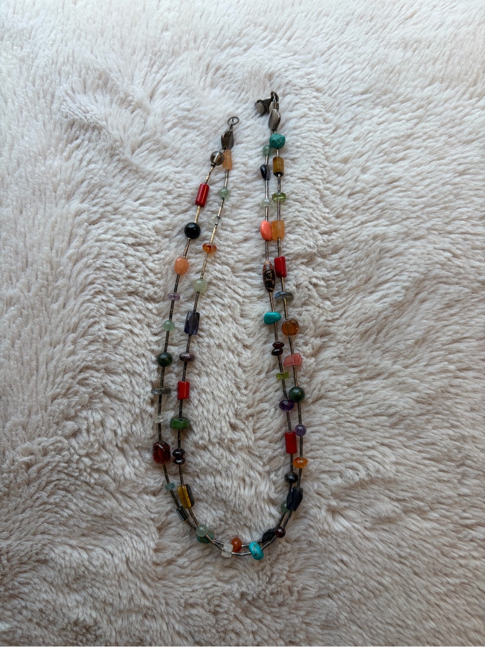 Genuine stone double layer necklace
